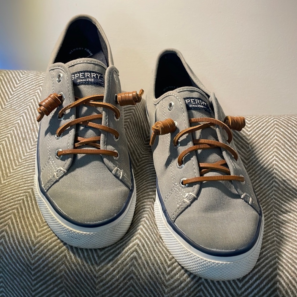 Gray Sperry sneakers
